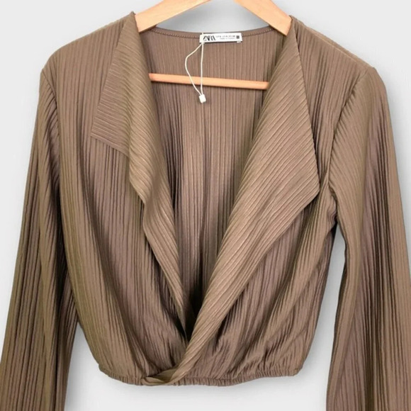Zara Pleated Wrap Top - Picture 7 of 11